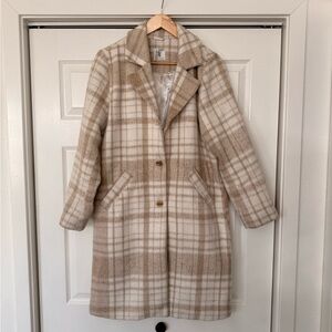 Altar'd State Beige Plaid Trench Coat